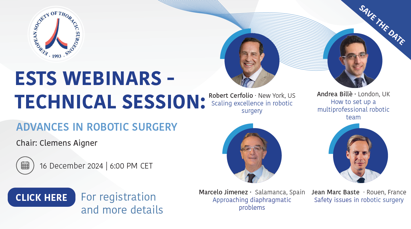 ESTS Webinar: Register now for 'Advances in Robotic Surgery' image