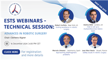 ESTS Webinar: Register now for 'Advances in Robotic Surgery'